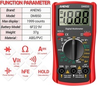 Multimètre numérique DM850 1999 points, testeur professionnel automatique de tension AC/DC, mesure de courant et de résistance, alimenté par batterie
