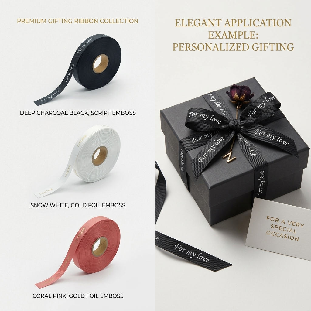 Luxury Factory Custom Eco-Friendly Sustainable Printed Ribbon For Brand Birthday DIY Craft Gift Bow Boxes Bottle Wrapping