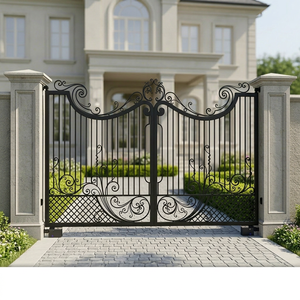 Puerta Doble Abatible Tradicional de Hierro Forjado KHP Vietnamita con Recubrimiento en Polvo, Puerta de Entrada Manual de Fácil Instalación - Product Image 1
