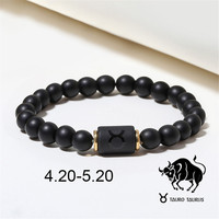 Bracelet en pierre de cristal de hématite noire élastique, œil de tigre, triple signe du zodiaque, constellation, perles de pierre