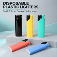Briquet jetable en plastique uni avec sécurité enfant et impression personnalisée pour cadeaux promotionnels en magasin et événements