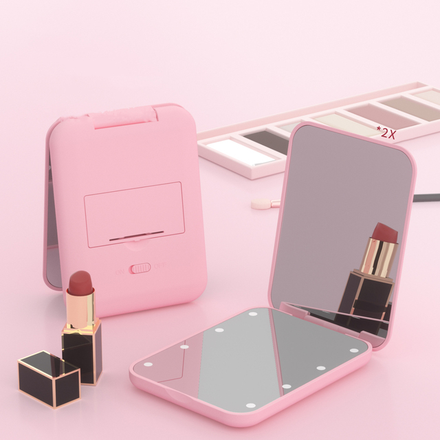 Home Use Rechargeable Pocket Makeup Mirror LED Light With Magnifying Function Cosmetic Mirror