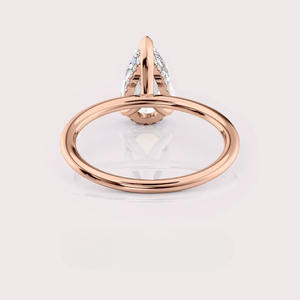 แหวนเพชรทรงลูกแพร์ทองคำขาว/ทองคำขาวผสมทองคำเหลือง 18 กะรัต ประดับเพชรทรงกลมด้านข้าง - Product Image 4