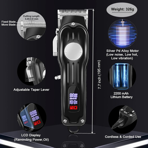 Cortadora de Cabello Inalámbrica Profesional Fnctopgee con Pantalla LCD, Recargable por USB, Resistente al Agua IPx4, para Uso Doméstico, en Inglés y Francés - Product Image 2