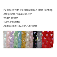 Tissu polaire PV à imprimé cœur irisé, velours coréen à poils longs, polaire PP, matériau de gaufrage doré pour jouets, chaussures, couvre-chefs