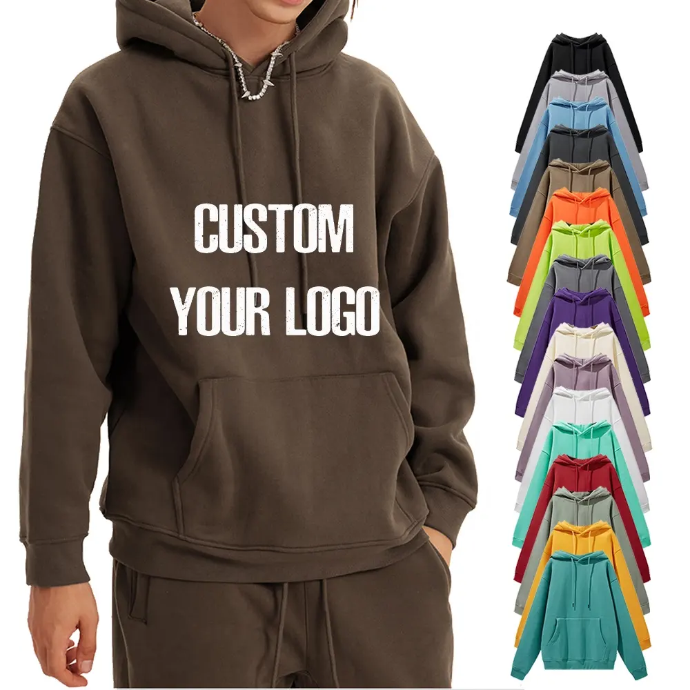 Fashion Luxe Leeg Hoodie Dikke Zware Gewicht Katoen Fleece Trui Logo Borduren 3D Bladerdeeg Afdrukken Streetwear Hoodie