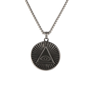 Collier pendentif en acier titane pour homme, design géométrique triangle œil SP1063 - Product Image 5
