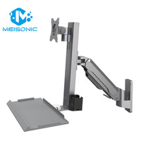 Bras de moniteur industriel T8-GA01KB argenté, personnalisé en usine, monté sur machine, pivotant facilement, robuste, pour montage mural