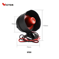 Sirène d'alarme de voiture unidirectionnelle Victor 12V, haut-parleur noir et rouge, 1 tonalité, 15W, 110dB, 6006, ajustement universel, portée de 10 à 50m