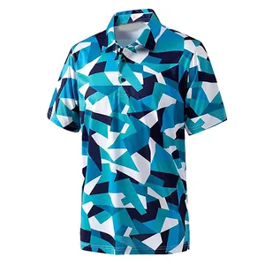 Camisas de golf estampadas de poliéster 100%, camisetas de peça completa e personalizadas
