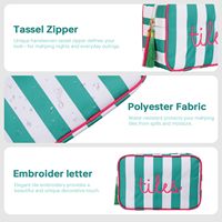 Sac de rangement pour tuiles de Mahjong - Étui rayé pour 166 tuiles américaines (1,2 pouces) - Design brodé - Intérieur en peluche - Anti-poussière et imperméable