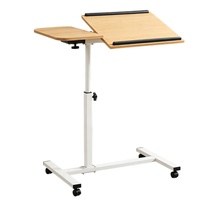 Table d'ordinateur portable pliable en métal avec surface en bois, hauteur réglable, station de travail mobile pour la maison et le bureau