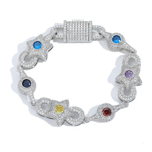 Pulsera de Pentagrama Hip Hop con Cadena de Color y Circones, Pulsera de Moda para Hombre, Collar Lijing de Moda Tanjing - Product Image 1