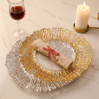 Assiettes de présentation en verre 13 pouces, nouveauté, designs vintage, blanc, or, argent, pour mariages et événements – Meilleures ventes