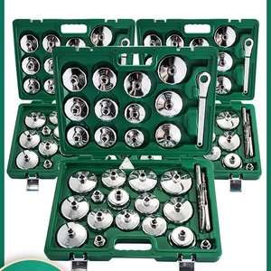 <span class=keywords><strong>Kit</strong></span> de clé à filtre à huile Karlion Heavy Duty Silver - Jeu <span class=keywords><strong>complet</strong></span> de douilles en acier avec poignée pour le changement universel de filtre à visser - Product Image 2