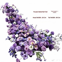 Fleurs artificielles en soie faites à la main, cascade de fleurs modernes pour arche de mariage, allée de guidage, décoration de roses violettes, vente en gros