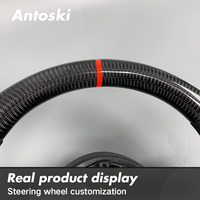 Volant de voiture en cuir noir personnalisé avec fibre de carbone véritable pour Alfa Romeo Giulia Stelvio 2014-2023, compatible avec l'affichage LED intelligent