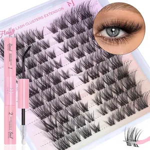 New Private Label Individual Faux Mink 5d Effect Lash Segment Natural Cluster Lashes DIY Eyelash Extension Kit