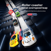 Circuit de course à catapultes multijoueur 4 voies avec 8 mini-voitures en alliage, jouet de lancement de compétition de course à assembler soi-même pour enfants