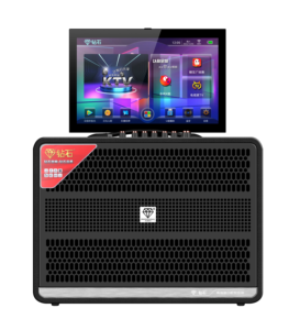2025 Diamond Factory Pantalla táctil de 14,1 pulgadas Sistema inteligente <span class=keywords><strong>Android</strong></span> 13 Altavoz KTV Altavoz de madera de 40W Audio portátil - Product Image 2