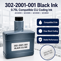Tinta Negra Compatible C q302-2001-001 de 0.75L para Impresoras de Inyección de Tinta Continua CIJ de las Series qCi3200, qCi3300, qCi3500 y qCi3650, Calidad Premium