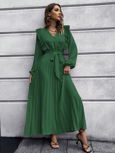 <span class=keywords><strong>2022</strong></span> <span class=keywords><strong>Otoño</strong></span>/<span class=keywords><strong>Invierno</strong></span> <span class=keywords><strong>mujer</strong></span> nuevo estilo cuello en V temperamento gran pliegue vestido - Product Image 2