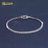Expédition rapide depuis l'entrepôt américain, testeur de diamants, certifié GRA, bijoux hip-hop, bracelet tennis en moissanite VVS, 2 mm