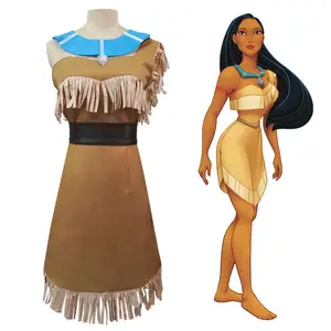 BAIGE 할로윈 소녀 아름다움 섹시한 공주 Pocahontas 의상 성인 인도 코스프레 원피스 할로윈 파티 의상