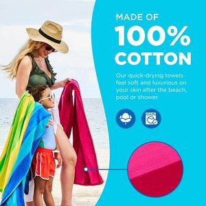 Toallas de Playa 100% Algodón Absorbentes de Secado Rápido, Suaves y Extra Grandes, con Rayas de Velour, al por Mayor - Product Image 1