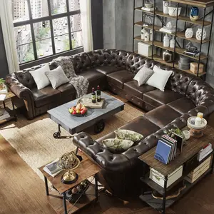 American Style Traditional Lounge Nightclub VIP Living Room Furniture Commercial Bar Leather Sofa