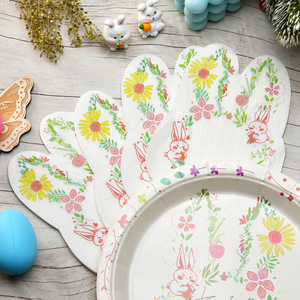 Juego de Vajilla Desechable para Fiesta de Cumpleaños DAMAI, Platos y Servilletas de Papel con Estampado de Conejo de Dibujos Animados para Decoración de Fiesta de Pascua - Product Image 1