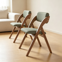 Chaise de salle à manger pliable en bois massif de style nordique avec dossier, design gain de place pour la maison, le bureau et les salles de conférence