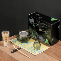 Bol à matcha en verre noir Newell avec bec verseur, accessoires de cérémonie, ensemble de tasses à matcha, bol de cérémonie Chawan, bol à matcha