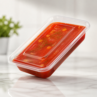 Boîte alimentaire rectangulaire moderne en PP transparent de qualité alimentaire, moulée par injection, avec couvercle, micro-ondable, sans BPA, jetable, avec logo personnalisé, 500 ml