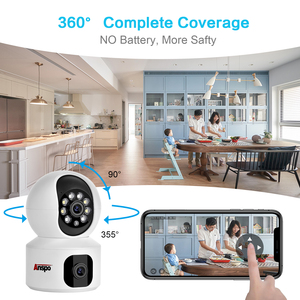 Anspo 2MP Cámara wifi para el Hogar Inteligente Monitor de vigilancia de doble lente Audio bidireccional CCTV cámara inalámbrica <span class=keywords><strong>Icsee</strong></span> Software <span class=keywords><strong>PTZ</strong></span> - Product Image 4