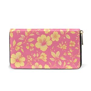 Cartera con Cierre de Cremallera en Rosa Vibrante y Amarillo con Diseño Floral, Elegante Cartera de Cuero Vegano con Bloques de Color y 12 Ranuras para Tarjetas - Product Image 4