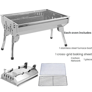 Griglia Pieghevole <span class=keywords><strong>in</strong></span> Acciaio Inox Rinforzato per Barbecue, Ideale per Campeggio e Cottura Domestica a Carbone - Product Image 2