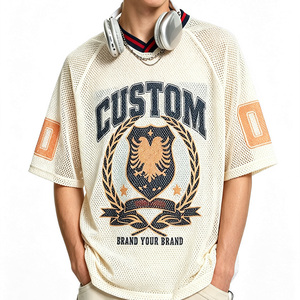 T-shirt en jersey de rugby en polyester pour <span class=keywords><strong>homme</strong></span>, coupe ample et carrée, respirant, à manches raglan, imprimé vintage, avec logo entièrement personnalisé, en <span class=keywords><strong>maille</strong></span> large - Product Image 1