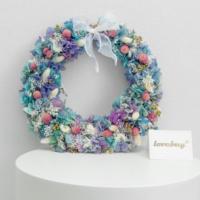 Couronne de fleurs naturelles préservées, faite à la main, longue durée, pour décoration murale ou de porte d'entrée – Vente en gros tout-en-un
