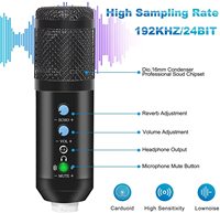 Juego de micrófono condensador USB de grabación cardioide profesional de 192kHz/24 bits, equipo de Podcast de calidad de estudio, escritorio portátil