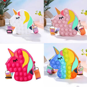 Mini Unicornio <span class=keywords><strong>Pop</strong></span>-<span class=keywords><strong>It</strong></span>, Juguete de Silicona para Apretar, Monedero, Antiestrés, Bolso de Burbujas, Bolso Bandolera con Cremallera para Niñas - Product Image 4