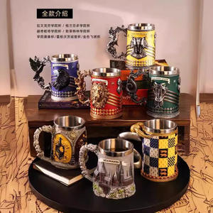 Copa de Cerveza de Acero Inoxidable con Diseño de las Cuatro Casas Mágicas, Copa de Recuerdo para Fanáticos de <span class=keywords><strong>Harry</strong></span> <span class=keywords><strong>Potter</strong></span>, Colección y Regalo - Product Image 1