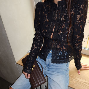 Tessuto in pizzo a maniche lunghe stile Casual pendolarismo quotidiano elegante camicetta da <span class=keywords><strong>donna</strong></span> di alta qualità per l'<span class=keywords><strong>autunno</strong></span> e l'<span class=keywords><strong>inverno</strong></span> - Product Image 2