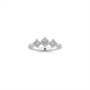 Anillo de Diamantes de Oro Blanco, Corte Brillante Redondo, Color G, Diamante Natural, Anillo de Compromiso Clásico para Mujer - Product Image 1