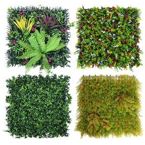 Mur végétal artificiel en eucalyptus de Milan, <span class=keywords><strong>d</strong></span>écoration paysagère, matériau PE, 50 cm x 50 cm, fond de mur en feuilles vertes - Product Image 1