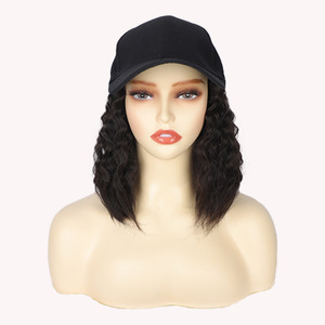 Bán Buôn Mũ Bóng Chày Tóc Giả Với Phần Mở Rộng Tóc 10 Inch Ngắn Thẳng Tự Nhiên <span class=keywords><strong>Bob</strong></span> Có Thể Điều Chỉnh Bóng Chày Hat Tóc Giả - Product Image 2