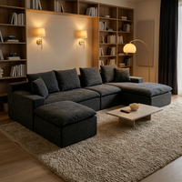 Canapé modulaire compressé moderne en tissu chenille avec ressorts ensachés et éponge, canapé nuage à assise profonde pour salon