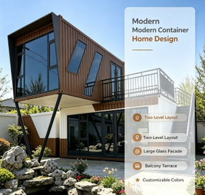 Villa Préfabriquée de Luxe Modulaire sur Mesure à Deux Étages avec Balcon Extérieur, Jardin Rocailleux, Maison Conteneur Écoénergétique, Garantie 5 Ans - Product Image 4