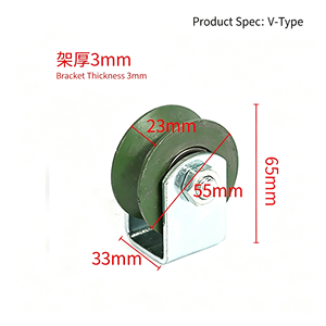 Rouleau de porte à rainure en V certifié CE avec support, en acier galvanisé robuste, double roulement, disponible en version OEM - Product Image 2