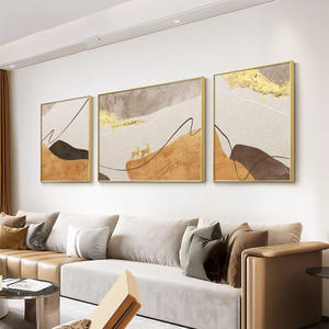 Salon canapé fond tenture murale peinture abstraite Texture lumière luxe haut de gamme atmosphère Triple suspension peinture - Product Image 4